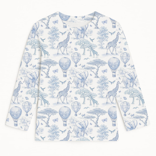Футболка з довгим рукавом для хлопчиків та дівчаток TSH002 BLUE TOILE AFRICA