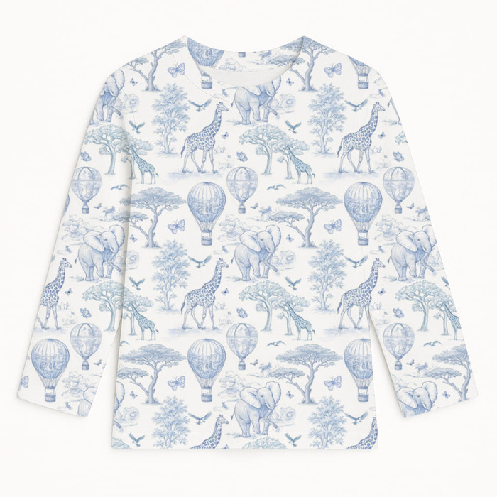 Футболка з довгим рукавом для хлопчиків та дівчаток TSH002 BLUE TOILE AFRICA