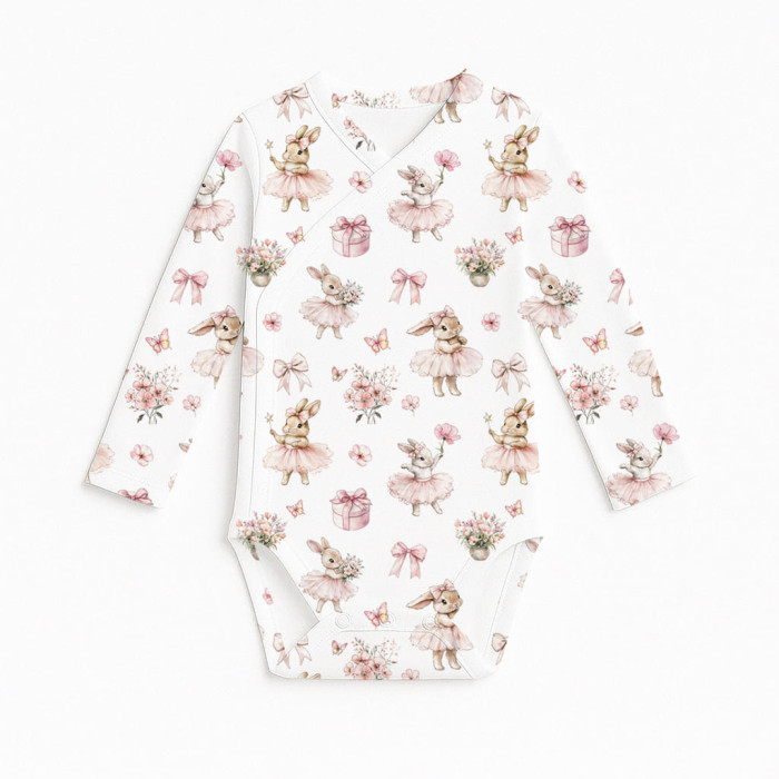 Боді Kimono з довгим рукавом для немовлят BLS004 BUBBLES