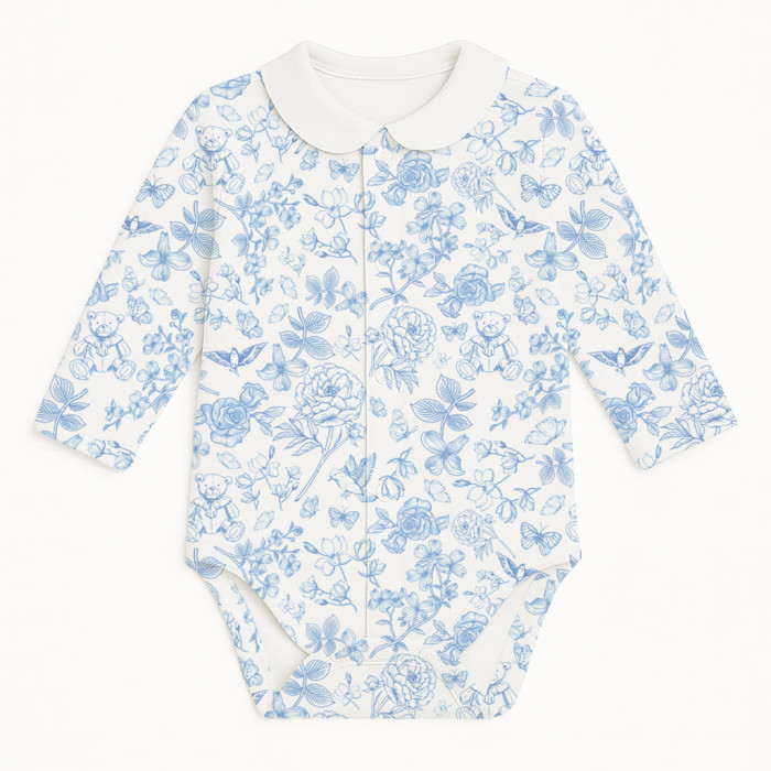 Боді Передня застібка з довгим рукавом i комiрцем для немовлят BLS005CL  CHLOE BLUE