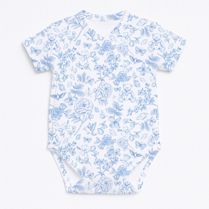 Боді Kimono з кортким рукавом для немовлят BSHL004  CHLOE BLUE