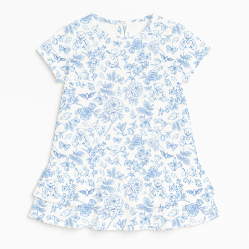 Сукня  з коротким рукавом і оборкою з бавовни Supima DR002 CHLOE BLUE