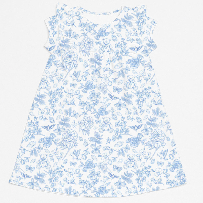 Сукня  з коротким рукавом і оборкою з бавовни Supima DR018 CHLOE BLUE