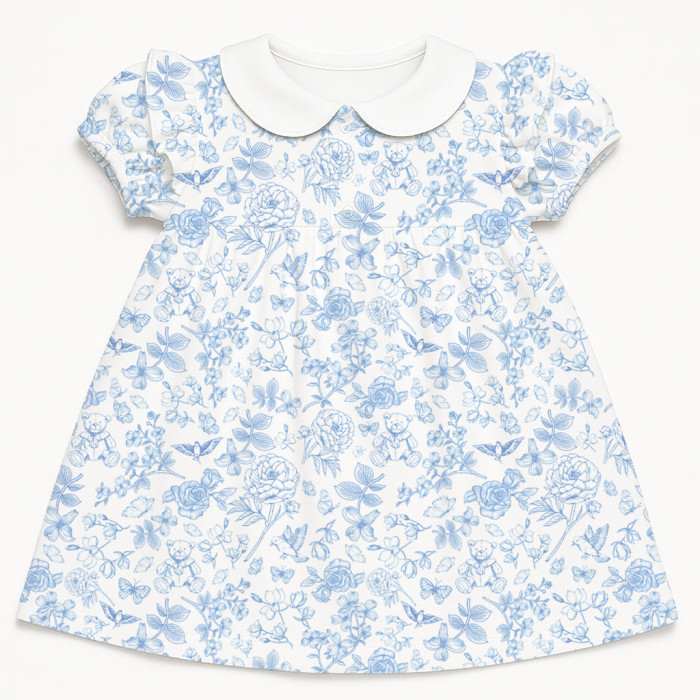 Сукня  з коротким рукавом і оборкою з бавовни Supima DR019CL CHLOE BLUE