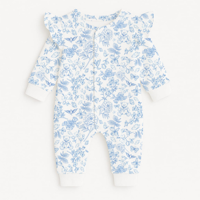 Ромпер з довгим рукавом i рюшками K070 CHLOE BLUE
