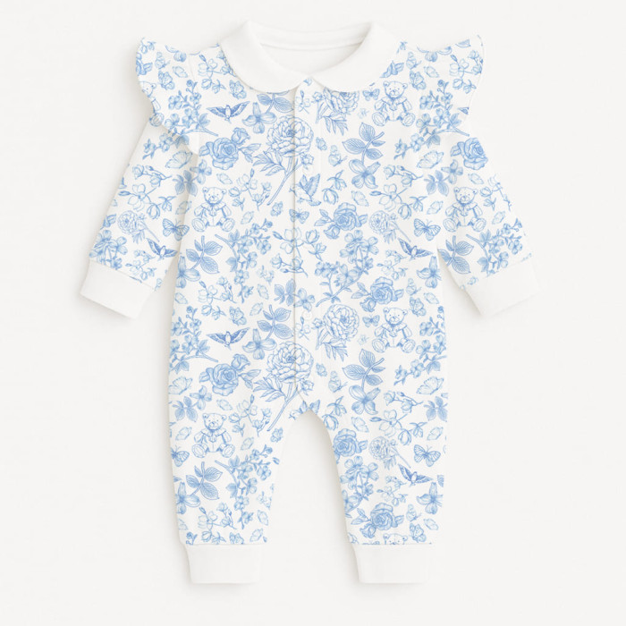 Ромпер з довгим рукавом з комiрцем i рюшками  K070CL CHLOE BLUE
