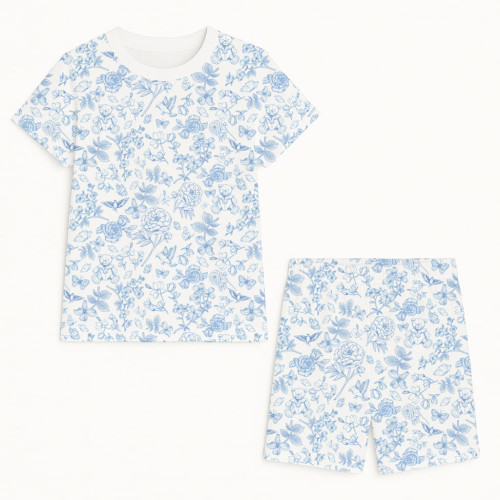 Комфортный комплект из органического Pima коттона с коротким рукавом PJ005 CHLOE BLUE