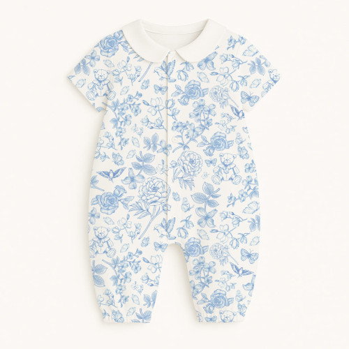 Длинный песочник с рукавами и воротником из хлопка Supima R017 CHLOE BLUE