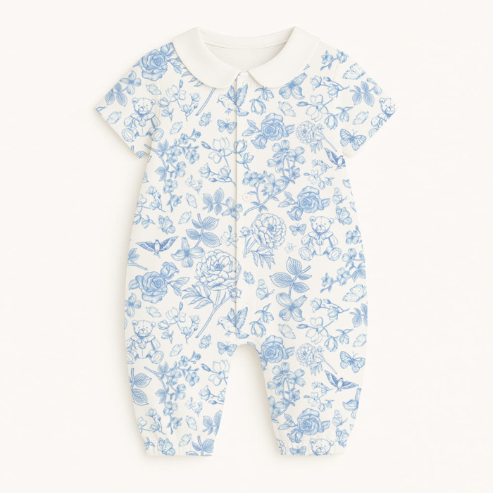 Довгий пісочник із рукавами з бавовни з комiрцем Supima R017 CHLOE BLUE