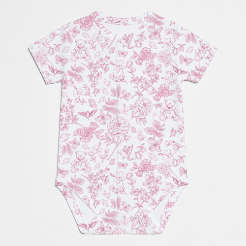 Боди Передняя застежка с коротким рукавом для малышей BSHL009 CHLOE PINK