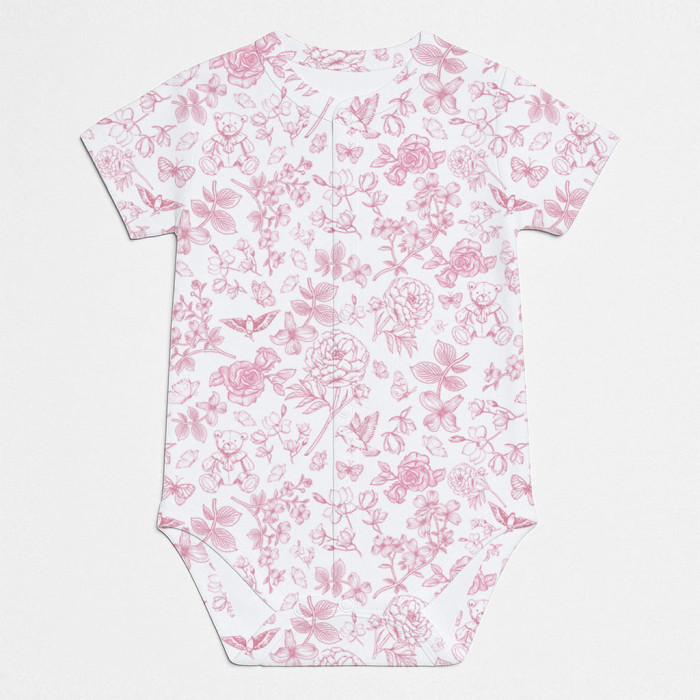 Боді Передня застібка з коротким рукавом для немовлят BSHL009 CHLOE PINK