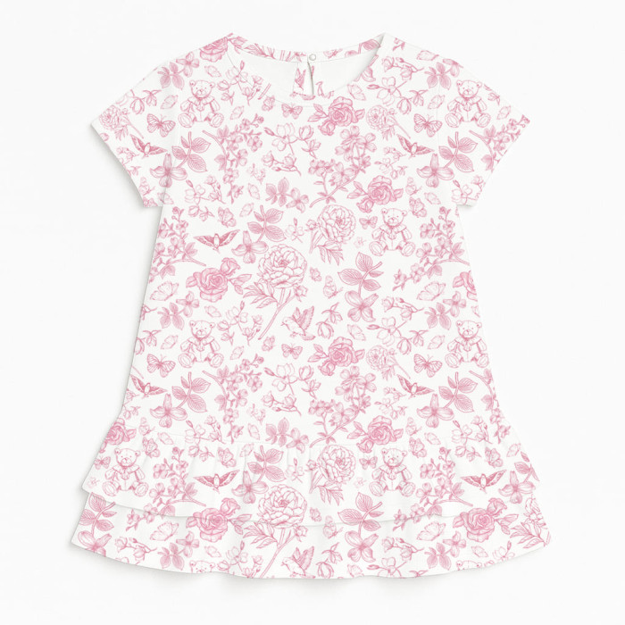 Сукня  з коротким рукавом і оборкою з бавовни Supima DR002 CHLOE PINK