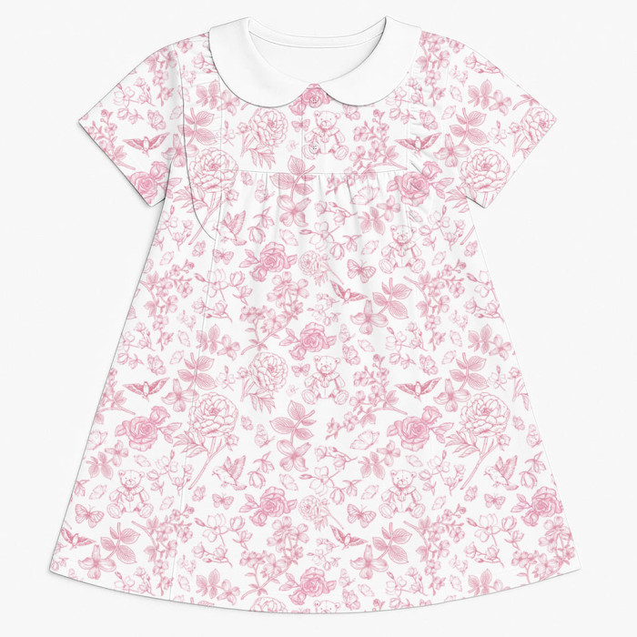 Сукня  з коротким рукавом і оборкою i комірцем з бавовни Supima DR018CL CHLOE PINK