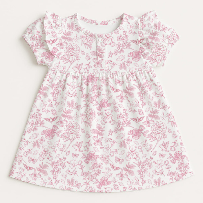 Сукня  з коротким рукавом і оборкою з бавовни Supima DR019 CHLOE PINK
