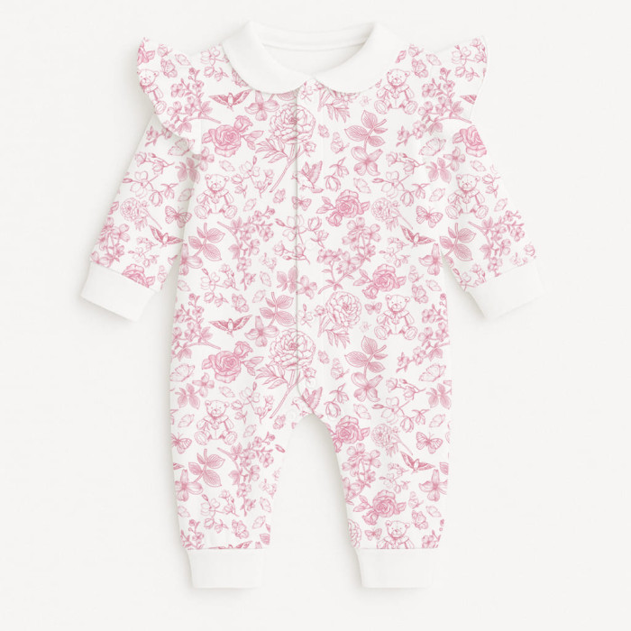 Ромпер з довгим рукавом з комiрцем i рюшками  K070CL CHLOE PINK