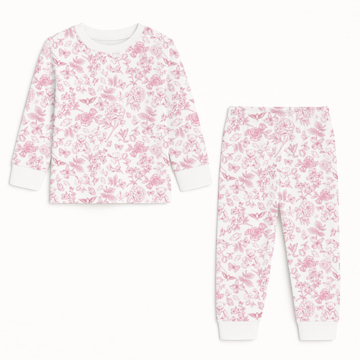 Дитяча піжама з довгим рукавом з 100% pima котона PJ001 CHLOE PINK