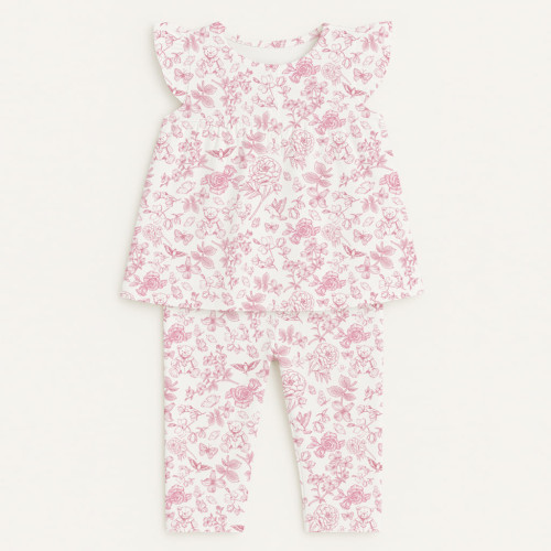 Піжама з кокеткою для дівчинки зі 100% органічної бавовни Pima PJ015 CHLOE PINK