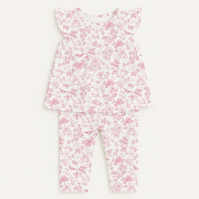 Піжама з кокеткою для дівчинки зі 100% органічної бавовни Pima PJ015 CHLOE PINK