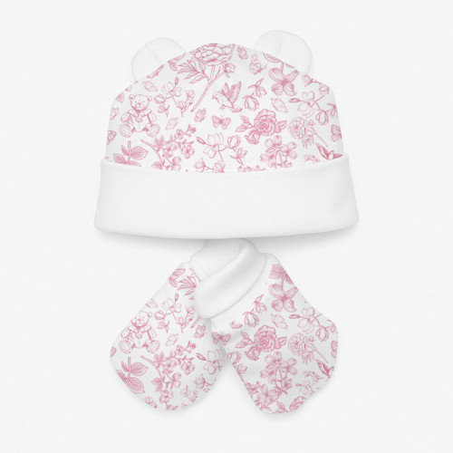 Комплект: шапочка та царапки Set010 CHLOE PINK