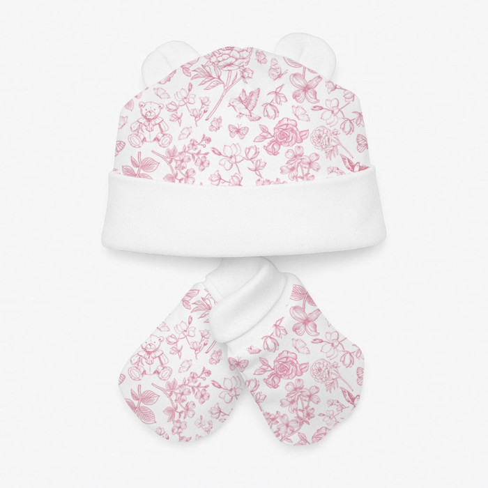 Комплект: шапочка та царапки Set010 CHLOE PINK