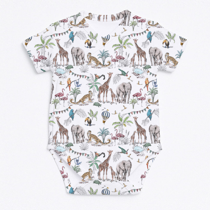 Боді Kimono з кортким рукавом для немовлят BSHL004  MADAGASKAR