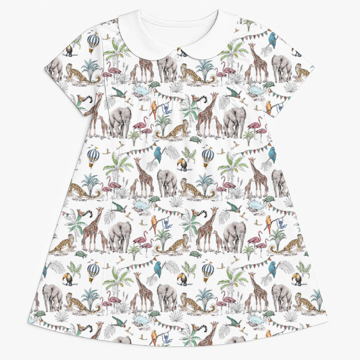 Сукня  з коротким рукавом і оборкою i комірцем з бавовни Supima DR018CL MADAGASKAR