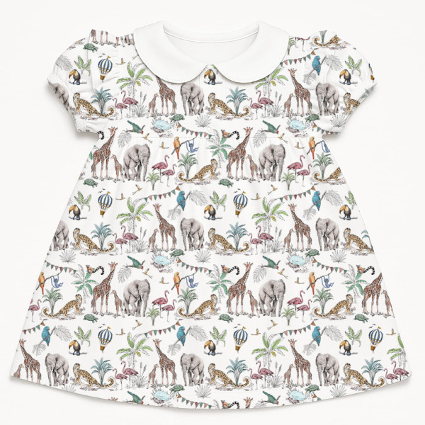 Платье с коротким рукавом и оборкой из хлопка Supima DR019CL MADAGASKAR