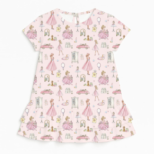Платье с коротким рукавом и оборкой из хлопка Supima DR002 MON CHERIE
