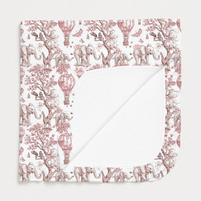 Двошарова дитяча ковдра з рюшей BL002 PINK TOILE AFRICA