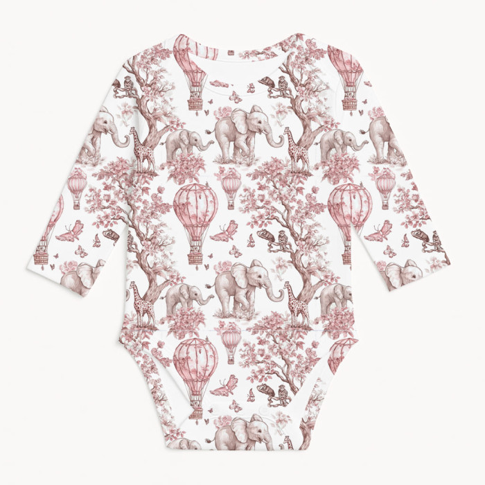 Боді з довгим рукавом  для немовлят BLS001 PINK TOILE AFRICA