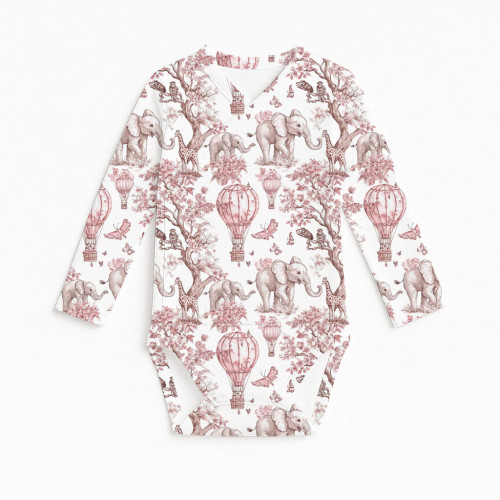 Боди  Kimono с длинным рукавом для малышей BLS004 PINK TOILE AFRICA