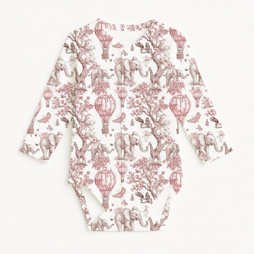 Боди Передняя застежка с длинным рукавом для малышей BLS005 PINK TOILE AFRICA