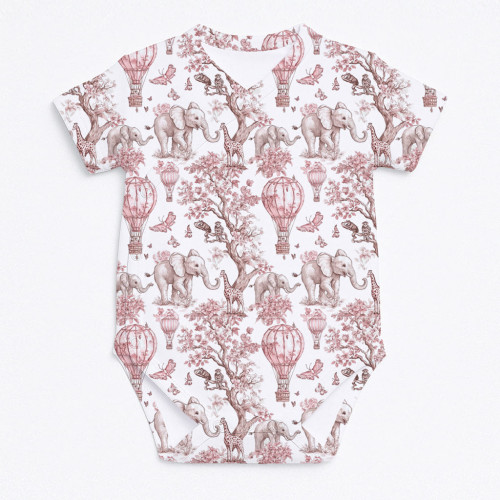 Боди  Kimono с коротким рукавом для малышей BSHL004 PINK TOILE AFRICA