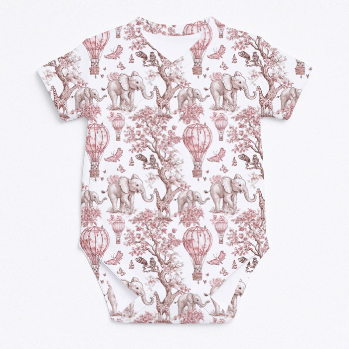 Боді Kimono з кортким рукавом для немовлят BSHL004 PINK TOILE AFRICA