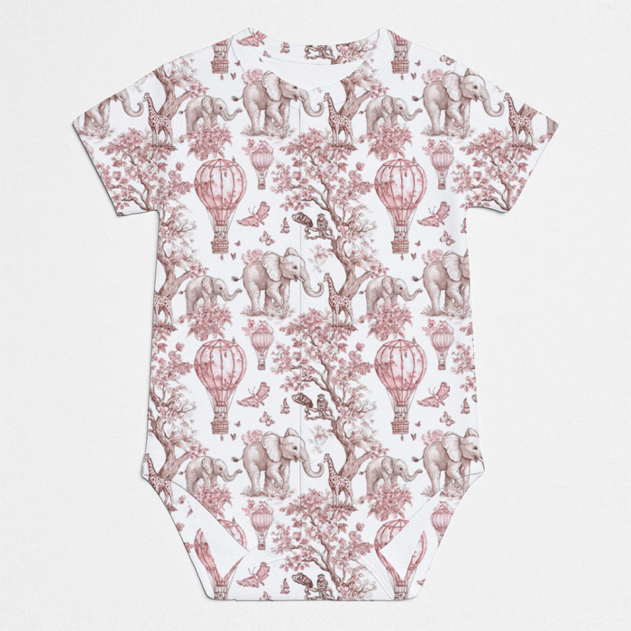 Боді Передня застібка з коротким рукавом для немовлят BSHL009 PINK TOILE AFRICA