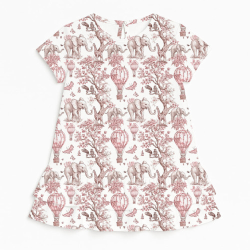 Сукня  з коротким рукавом і оборкою з бавовни Supima DR002 PINK TOILE AFRICA