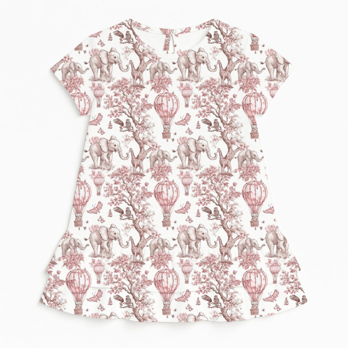 Сукня  з коротким рукавом і оборкою з бавовни Supima DR002 PINK TOILE AFRICA