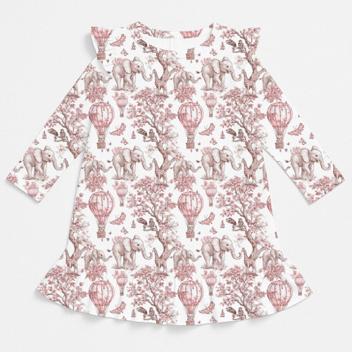 Чарівна нічна сукня з рюшами та довгим рукавом з бавовни Supima DR010 PINK TOILE AFRICA