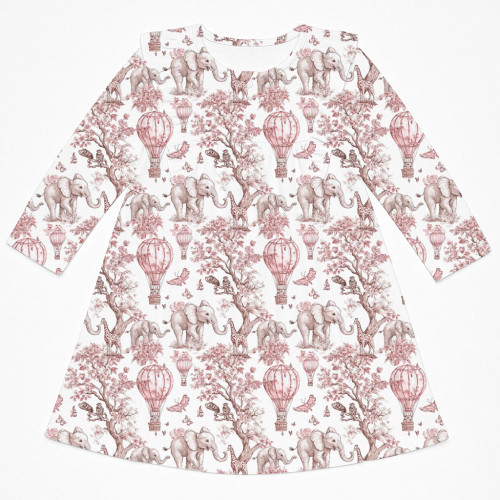 Чарівна нічна сукня з рюшами та довгим рукавом з бавовни Supima DR016 PINK TOILE AFRICA