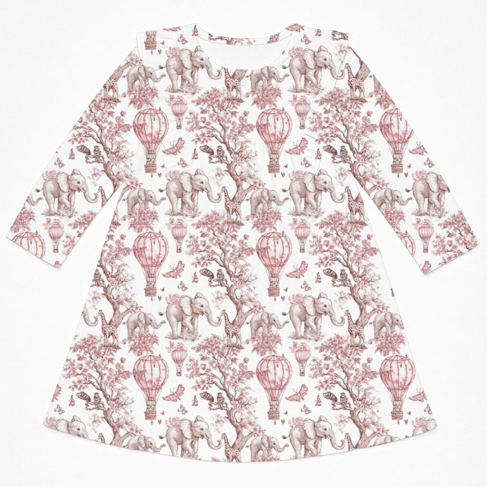 Чарівна нічна сукня з рюшами та довгим рукавом з бавовни Supima DR016 PINK TOILE AFRICA