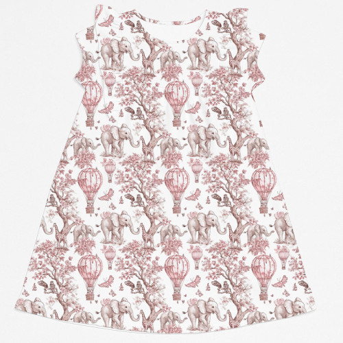Сукня  з коротким рукавом і оборкою з бавовни Supima DR018 PINK TOILE AFRICA