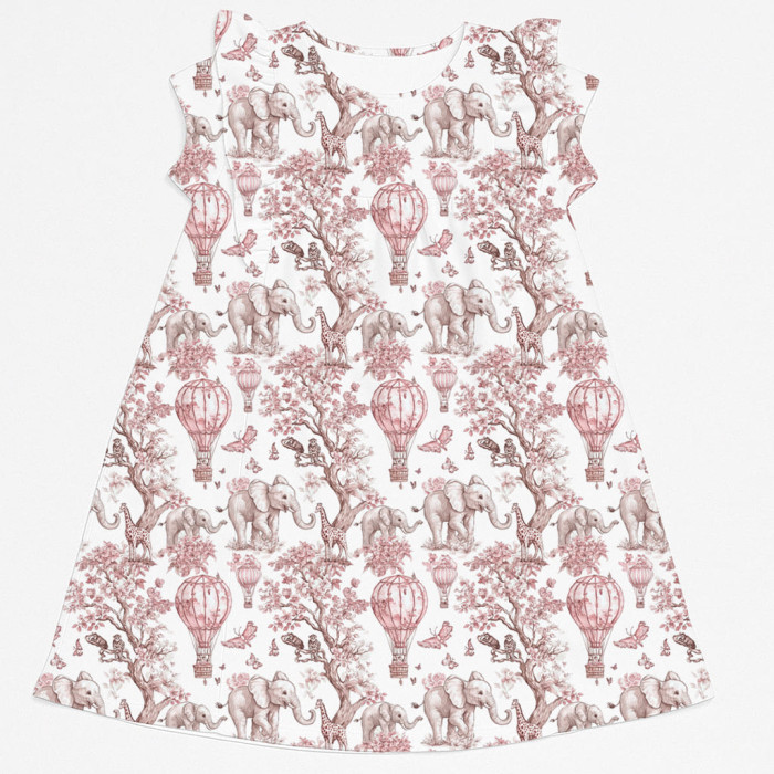 Сукня  з коротким рукавом і оборкою з бавовни Supima DR018 PINK TOILE AFRICA