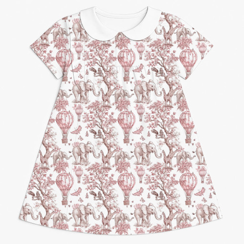 Сукня  з коротким рукавом і оборкою i комірцем з бавовни Supima DR018CL PINK TOILE AFRICA