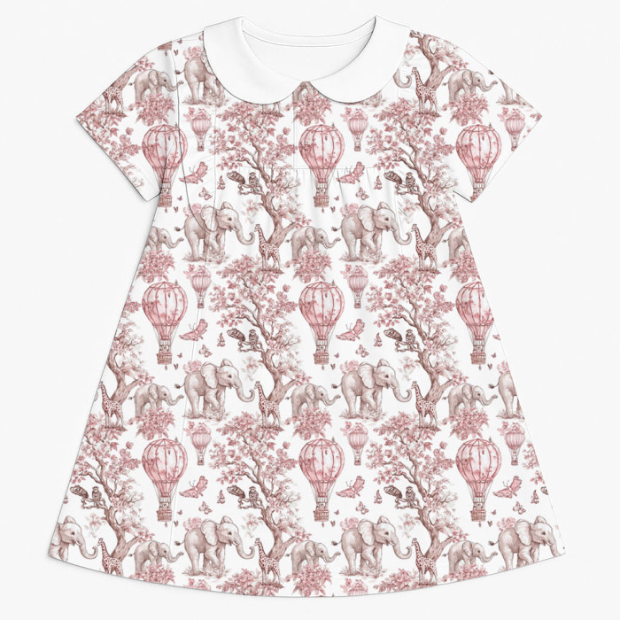 Сукня  з коротким рукавом і оборкою i комірцем з бавовни Supima DR018CL PINK TOILE AFRICA