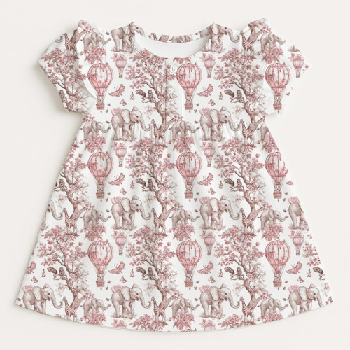 Сукня  з коротким рукавом і оборкою з бавовни Supima DR019 PINK TOILE AFRICA