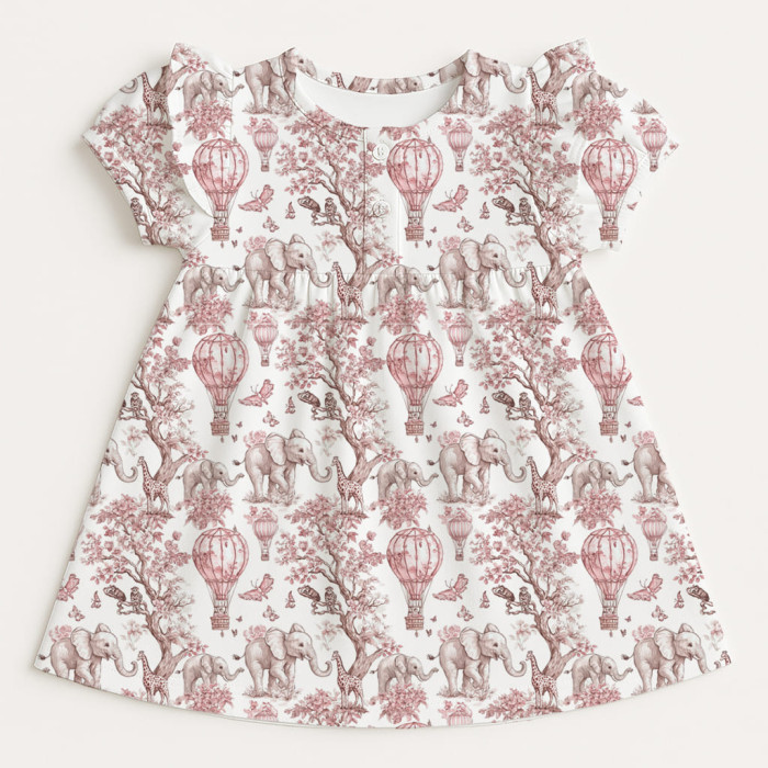 Сукня  з коротким рукавом і оборкою з бавовни Supima DR019 PINK TOILE AFRICA