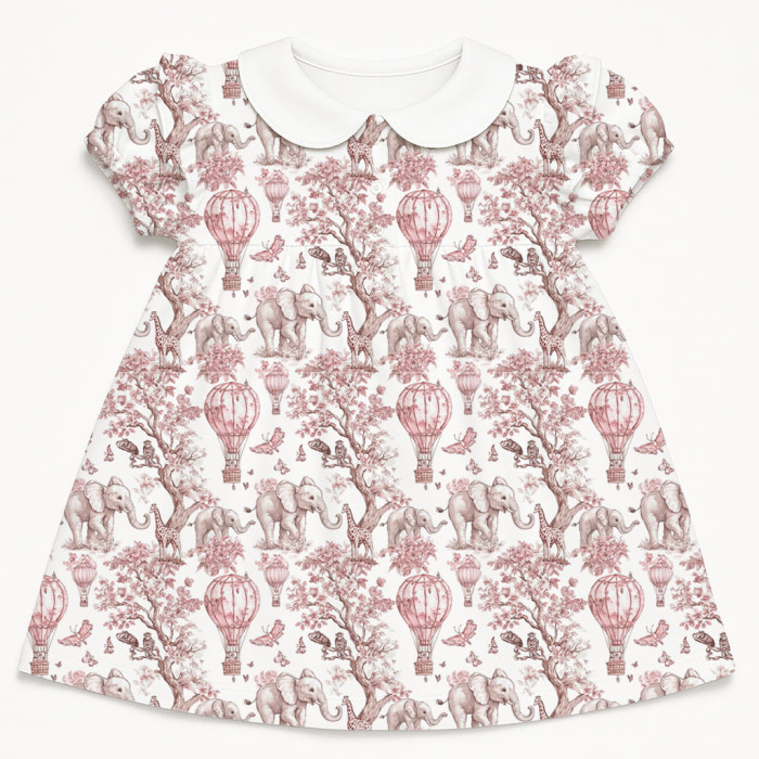 Сукня  з коротким рукавом і оборкою з бавовни Supima DR019CL PINK TOILE AFRICA