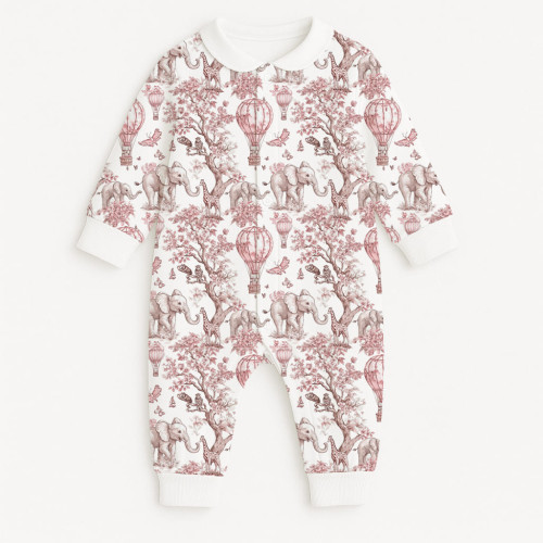 Ромпер с длинным рукавом и воротником K060CL PINK TOILE AFRICA