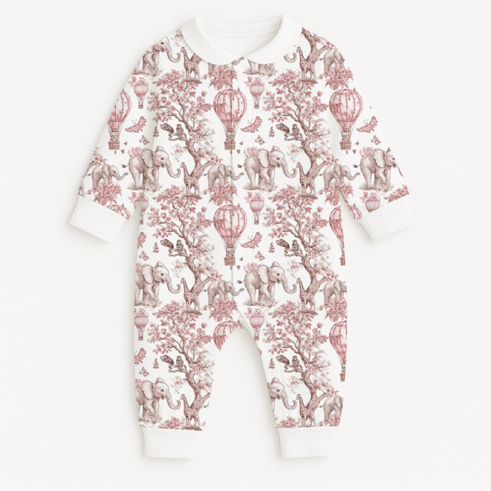 Ромпер з довгим рукавом i комірцем K060CL PINK TOILE AFRICA