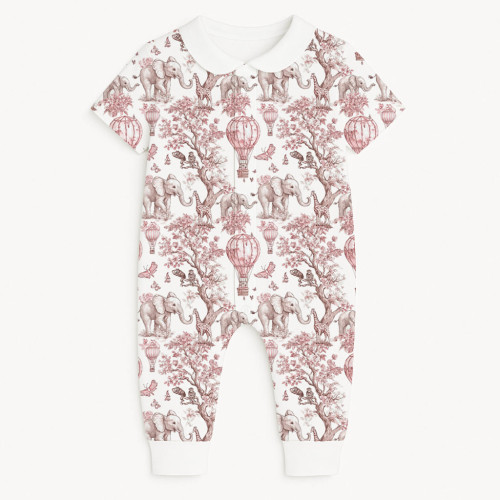 Ромпер с коротким рукавом и воротником K061CL PINK TOILE AFRICA